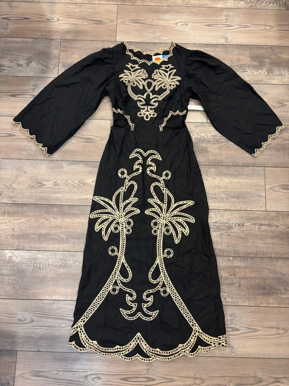 Farm Rio x Anthropologie Long Sleeve Cutout Embroidered Midi Dress - Picture 3 of 7